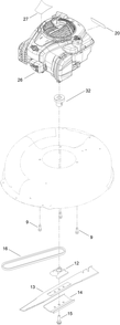 Engine And Blade Assembly Diagram and Parts List for 17754 400000000 - 999999999 Lawn Boy Lawn Mower